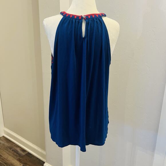 LOFT Women’s Sleeveless Halter Top Blue/Red Size Medium. (A0125) - Picture 4 of 5